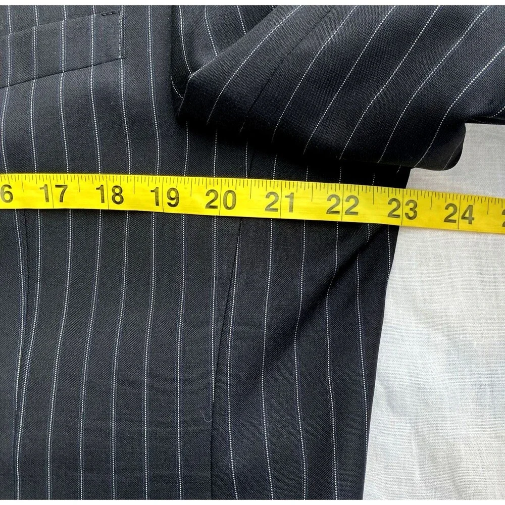 Austin Reed London Suit Chalk Stripe Blue 44 Imported Wool USA Dillards Career
